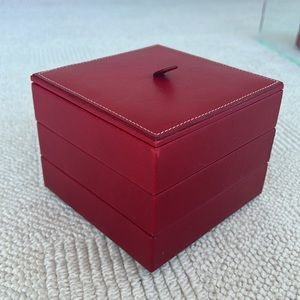 Hold Everything | Stackable Red Leather & Suede Jewelry Holder Box